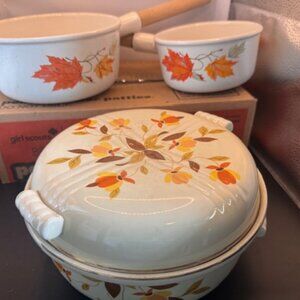 2 Used Descowate Sauce Pans and 1 Hall's Superior Casserole Dish- Enamel